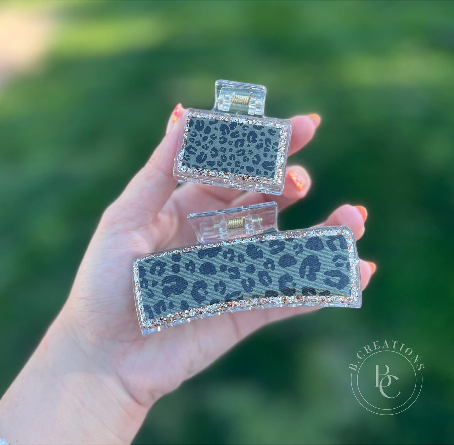 Textured Cheetah Claw Clips