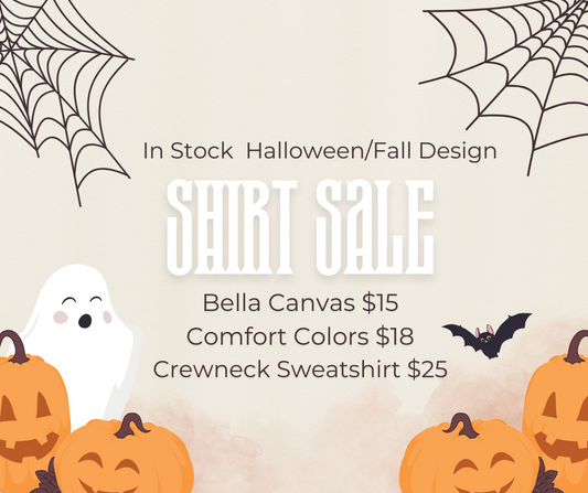 FALL/HALLOWEEN IN STOCK DESIGN T-SHIRT SALE!