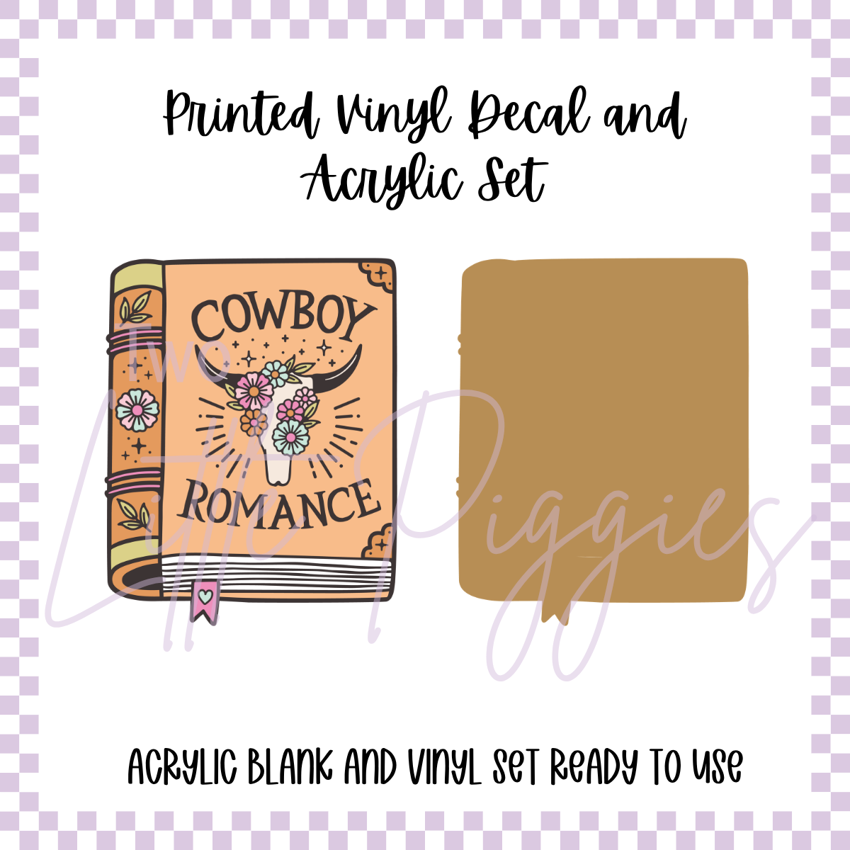 Printed Vinyl and Acrylic Set - Cowboy Romance Book