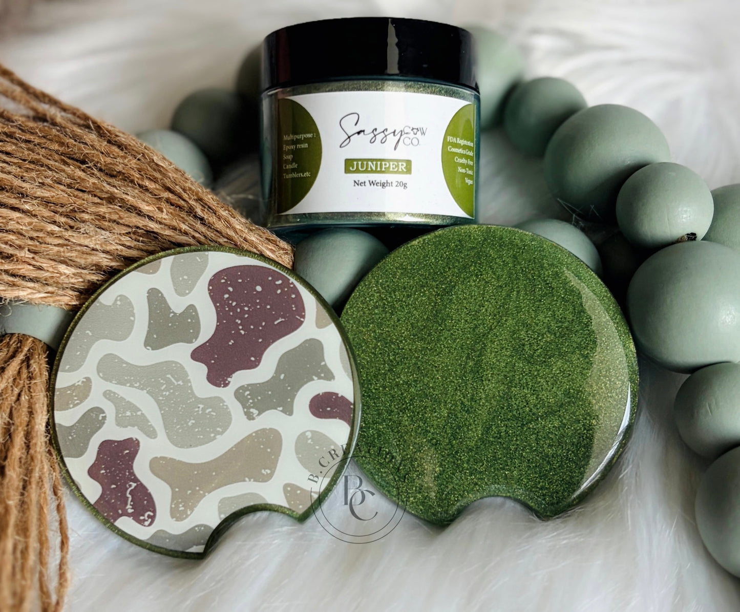 Reversible, Camo/Mica, acrylic car coasters (set of 2 coasters)