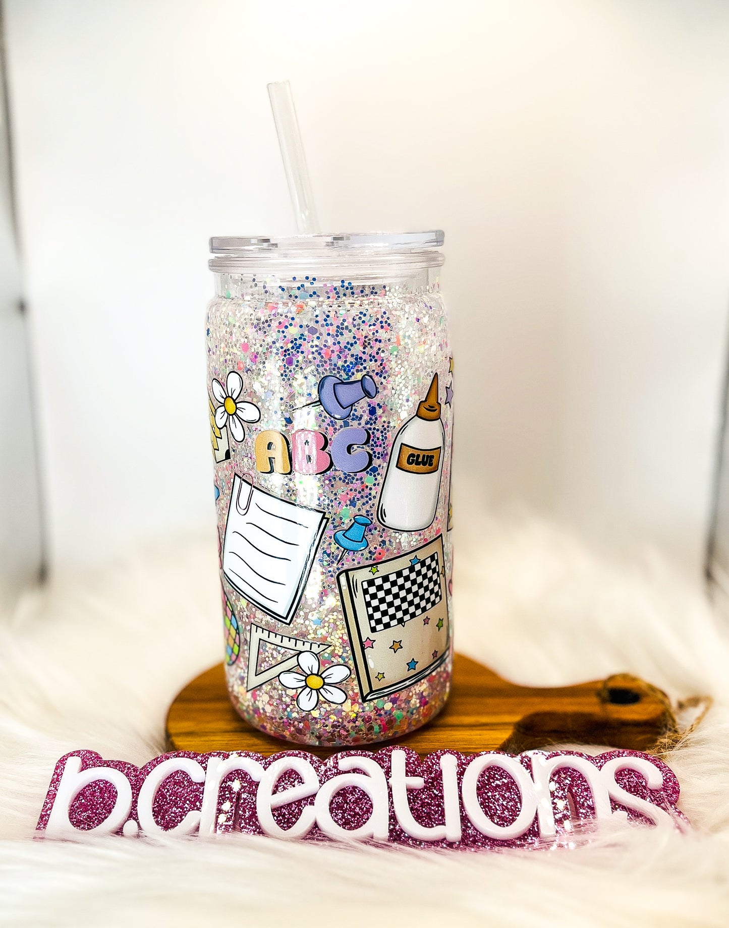 Teacher Snow Globe tumbler, 16 oz tumbler, Snow Globe Glitter Tumbler