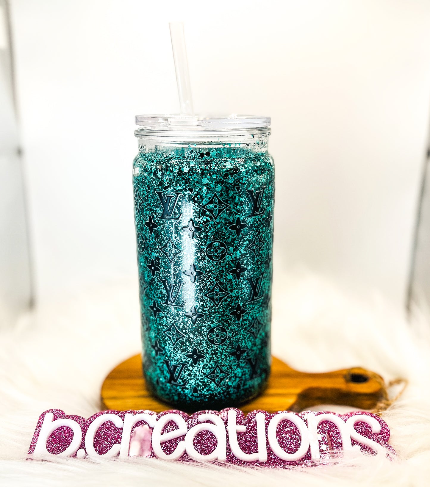 Designer Snow Globe tumbler, 16 oz tumbler, Snow Globe Glitter Tumbler