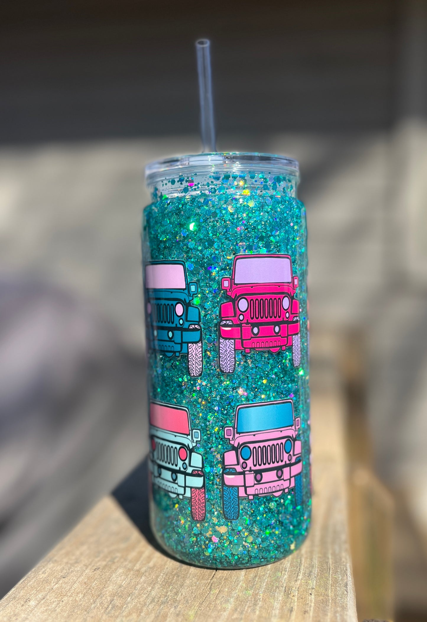 Jeep Snow Globe tumbler, 20 oz tumbler, Snow Globe Glitter Tumbler
