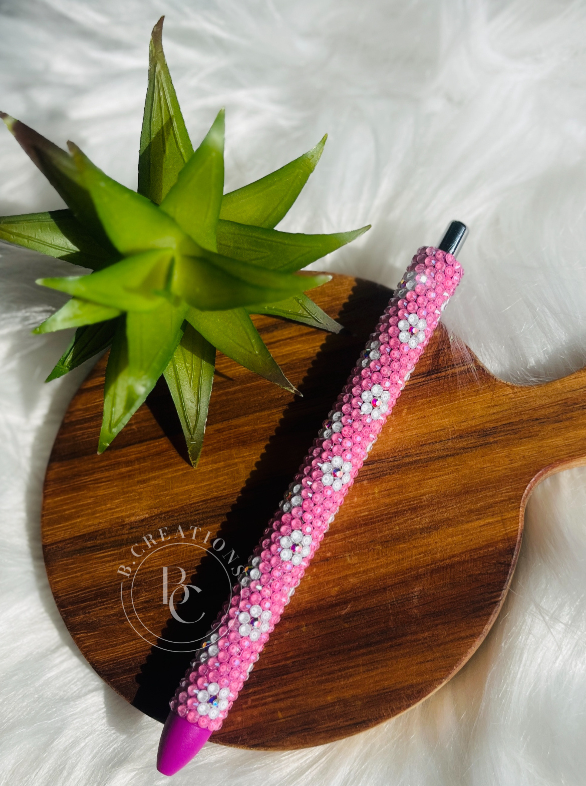 Purple/Pink Flower Rhinestone Pen