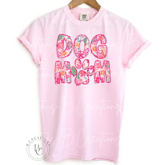 Dog Mom pink floral t-shirt