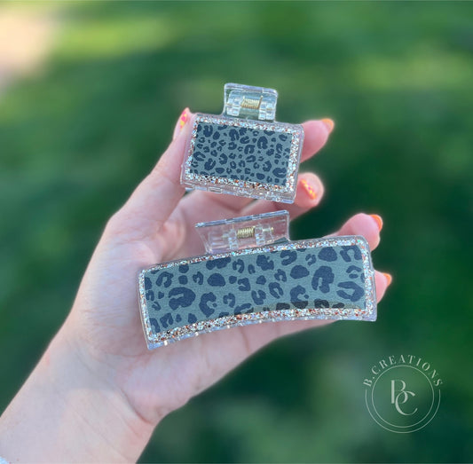 Textured Cheetah Claw Clips