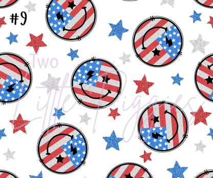 Printed Vinyl - 4th of July - Stars and Bows