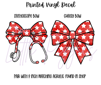 Printed Vinyl - 4th of July - Stars and Bows