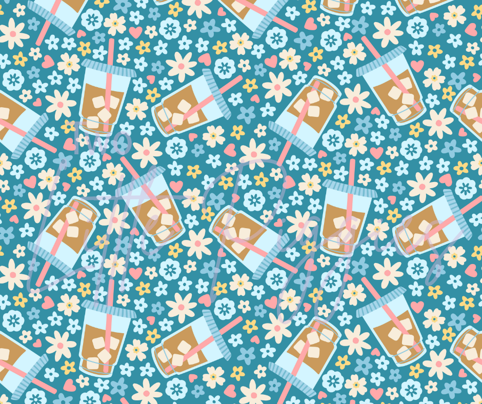 Printed Vinyl - Iced Coffee Floral