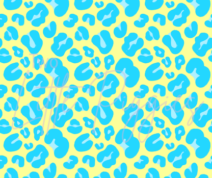Printed Vinyl - Leopard - Blue and Neon Yellow