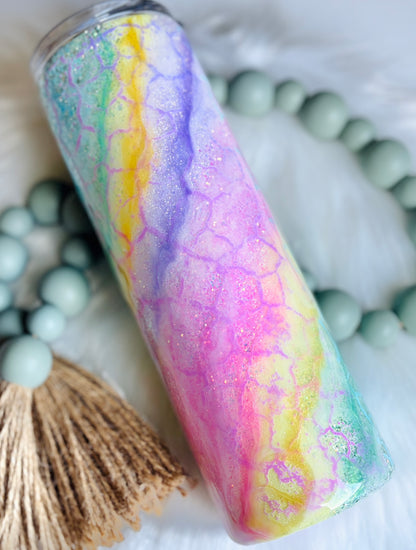 Pastel Crackle Milkyway, 30 oz skinny tumbler