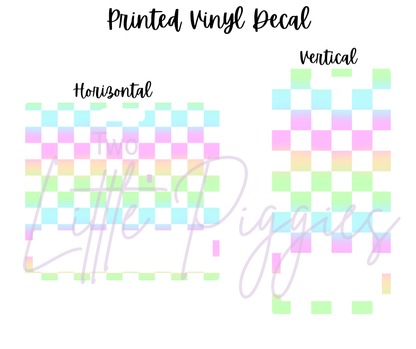 Printed Vinyl - Pastel Rainbow Checker