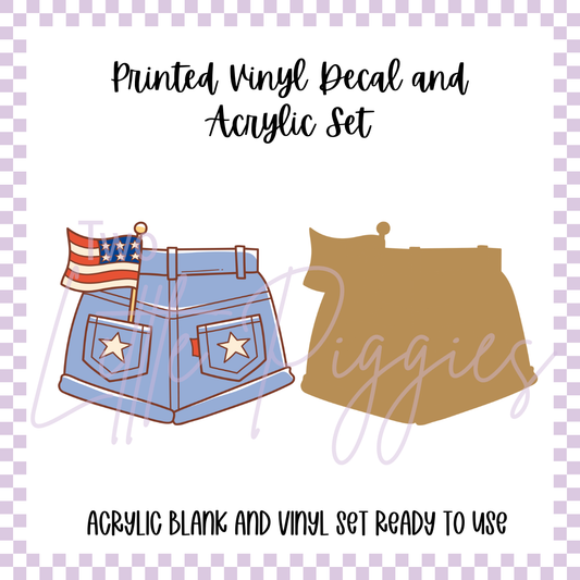 Printed Vinyl and Acrylic Set - 4th of July - Shorts