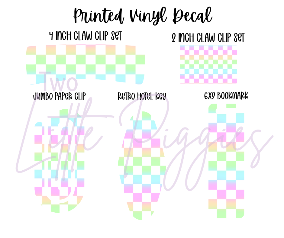 Printed Vinyl - Pastel Rainbow Checker