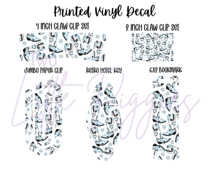 Printed Vinyl - 4th of July - Blue Lover Cowgirl Boot