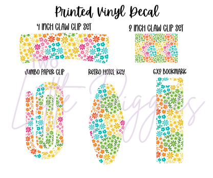 Printed Vinyl - Rainbow Flowers