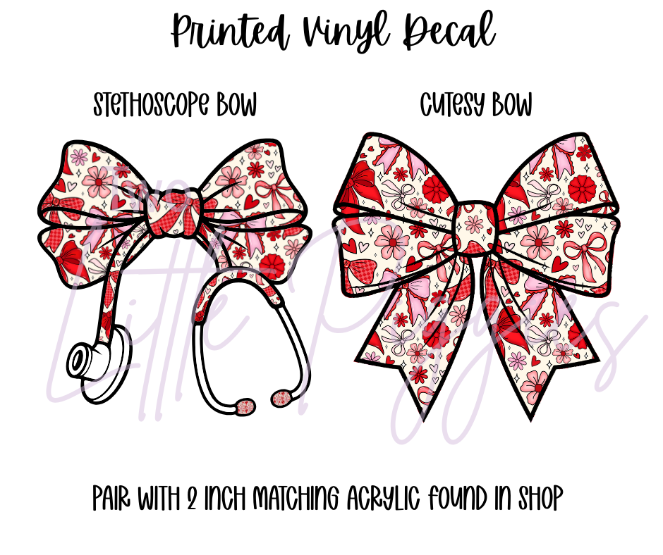 Printed Vinyl - Red and Pink Bows