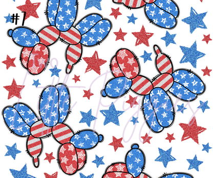 Printed Vinyl - 4th of July - Stars and Bows