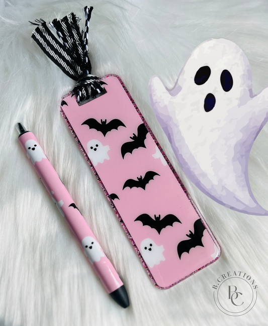 Pink halloween Bookmark/Pen Set