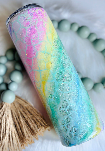 Pastel Crackle Milkyway, 30 oz skinny tumbler