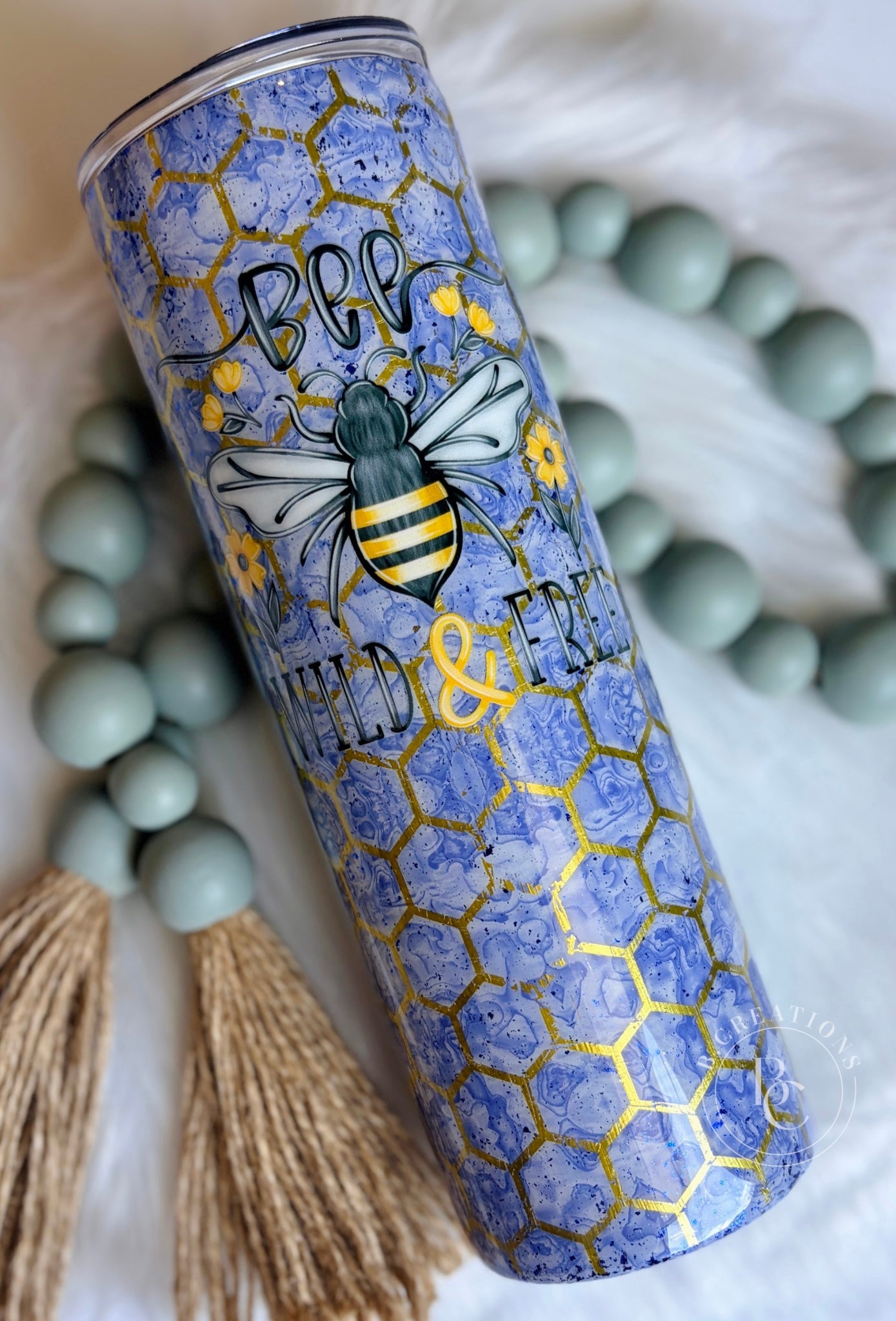 Bee Wild & Free, 30 oz skinny tumbler