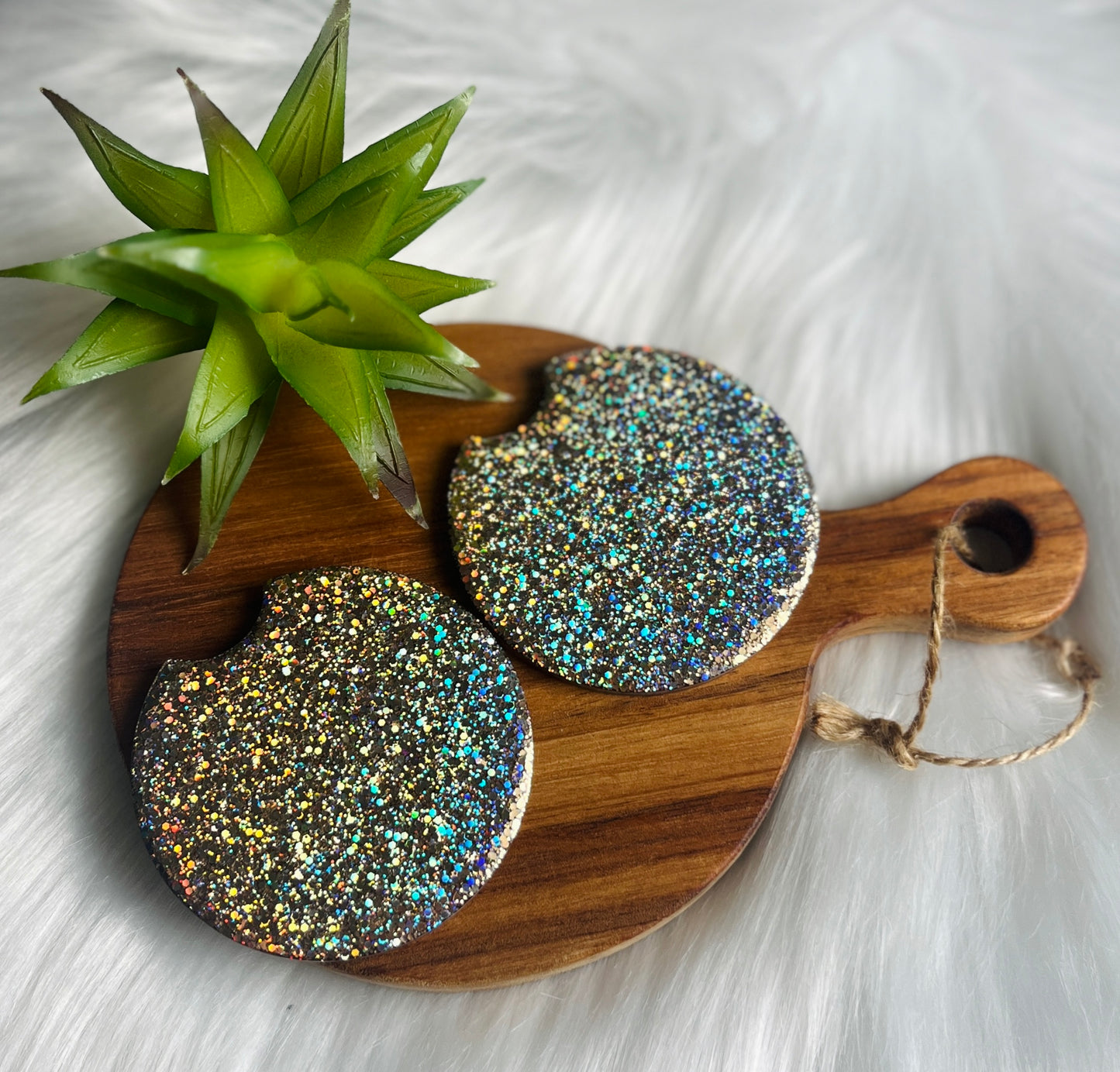 Reversible, Fall Brushstrokes/Glitter, acrylic car coasters (set of 2 coasters)