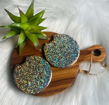 Reversible, Fall Brushstrokes/Glitter, acrylic car coasters (set of 2 coasters)