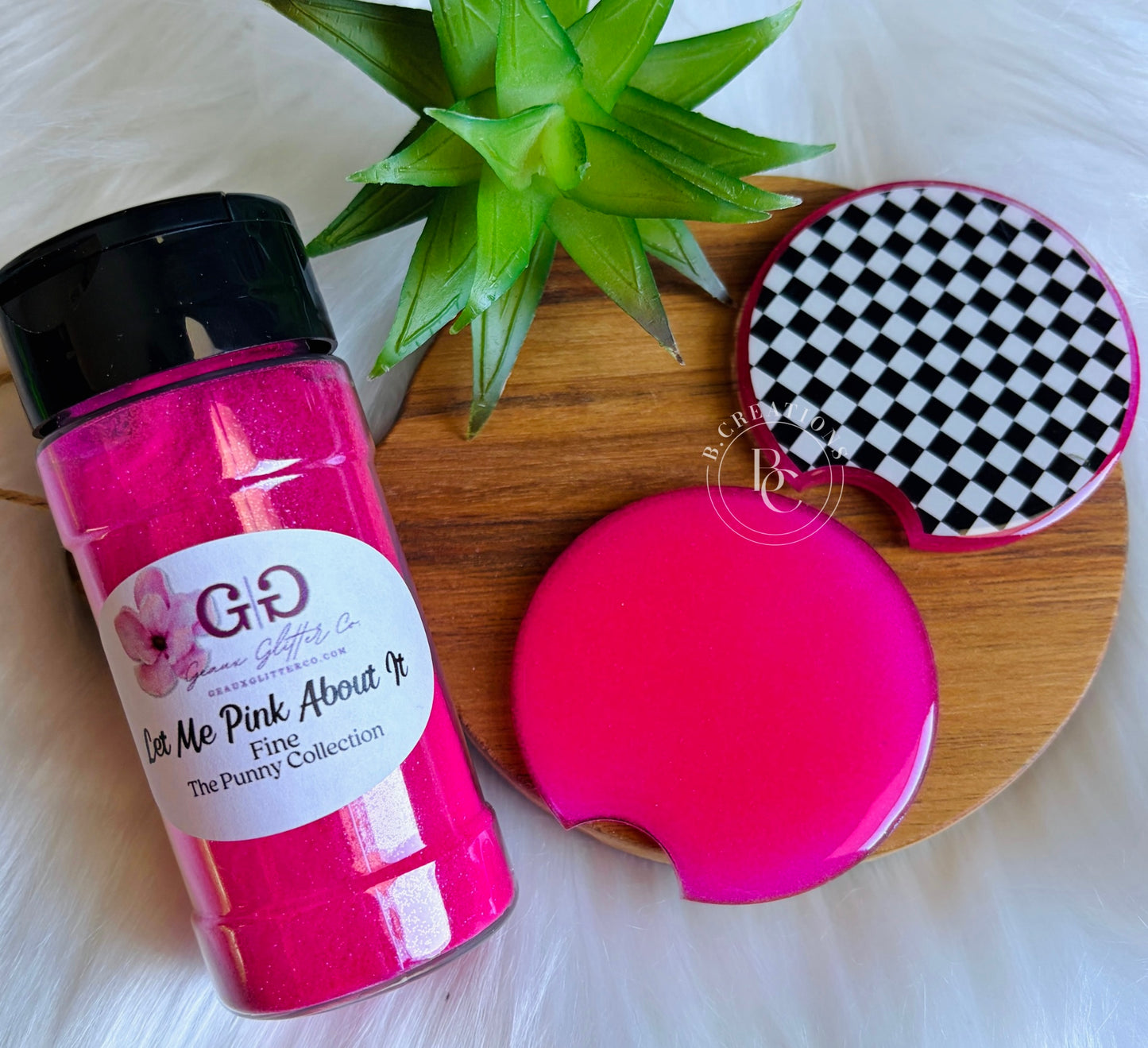 Reversible, Checkered/Glitter, acrylic car coasters (set of 2 coasters)