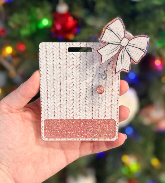 Knitted Badge Buddy/Cutesy Bow Reel Set