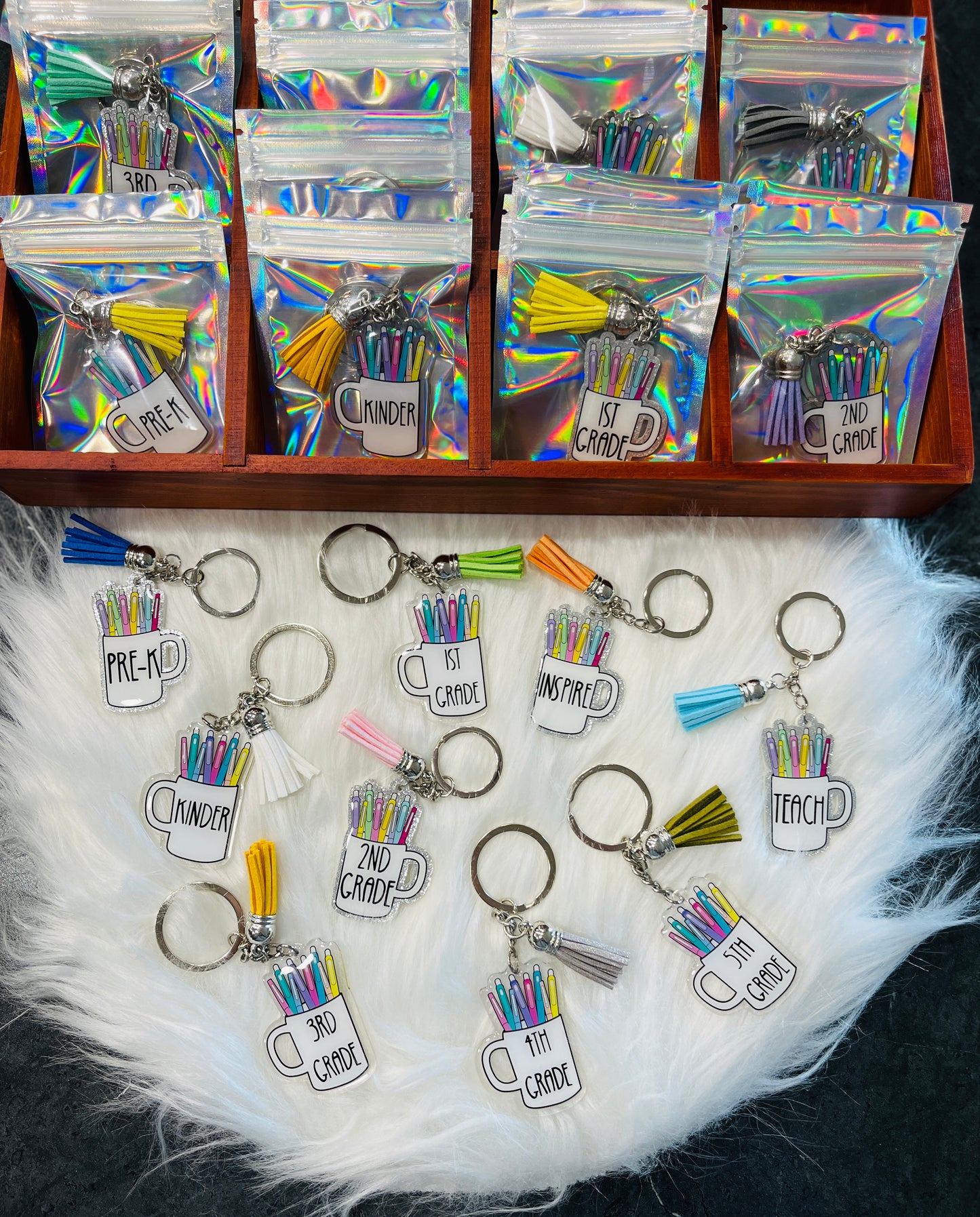 Teacher Cup with Pens, Teacher keychain