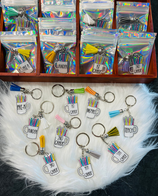 Teacher Cup with Pens, Teacher keychain