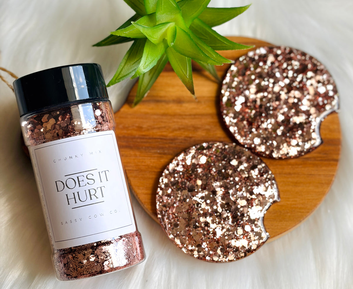 Rose Gold Glitter, acrylic car coasters (set of 2 coasters)