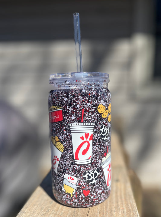 Chicken Snow Globe tumbler, 16 oz tumbler, Snow Globe Glitter Tumbler