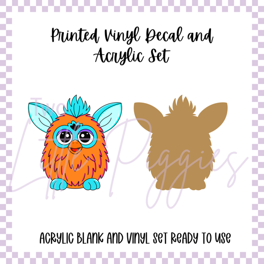 Printed Vinyl and Acrylic Set - 90's - Orange Furby