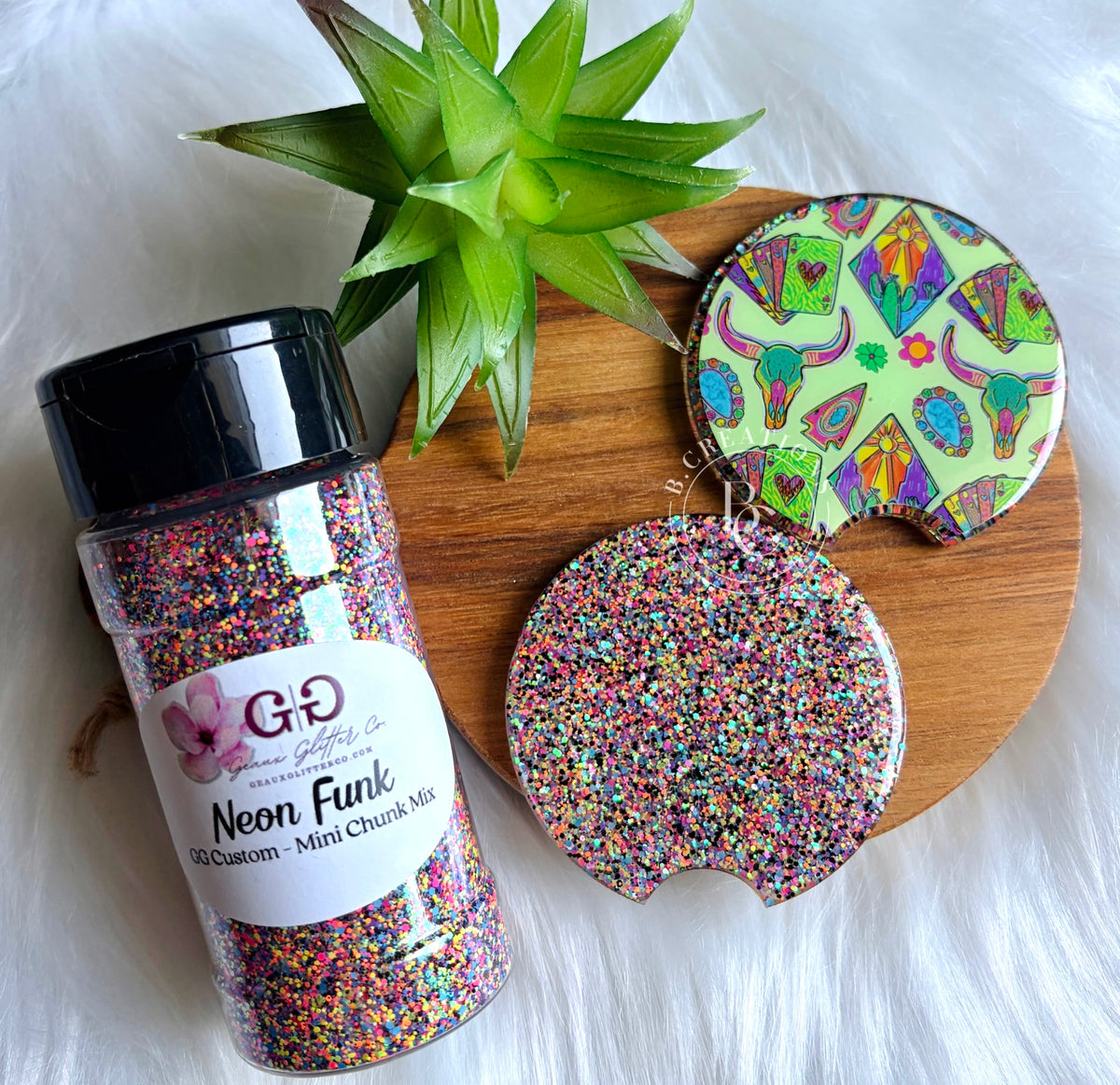 Reversible, Colorful Western/Glitter, acrylic car coasters (set of 2 coasters)