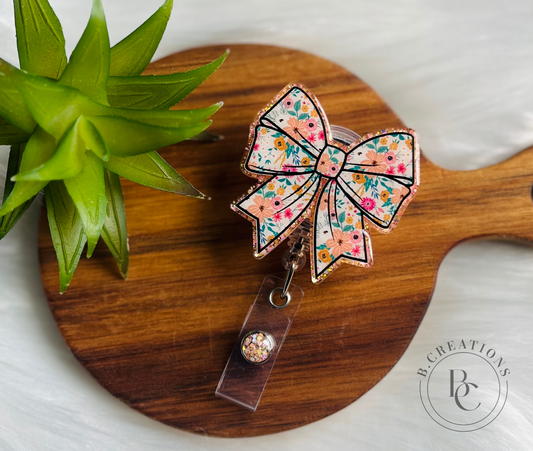 Floral Bow Badge Reel