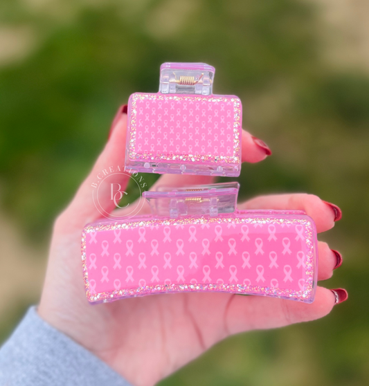 Breast Cancer Awareness Ribbons, Claw Clips