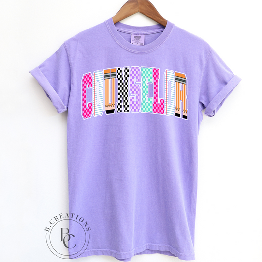 Counselor checkered T-shirt