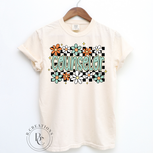 Counselor Retro Floral/Checkered T-shirt