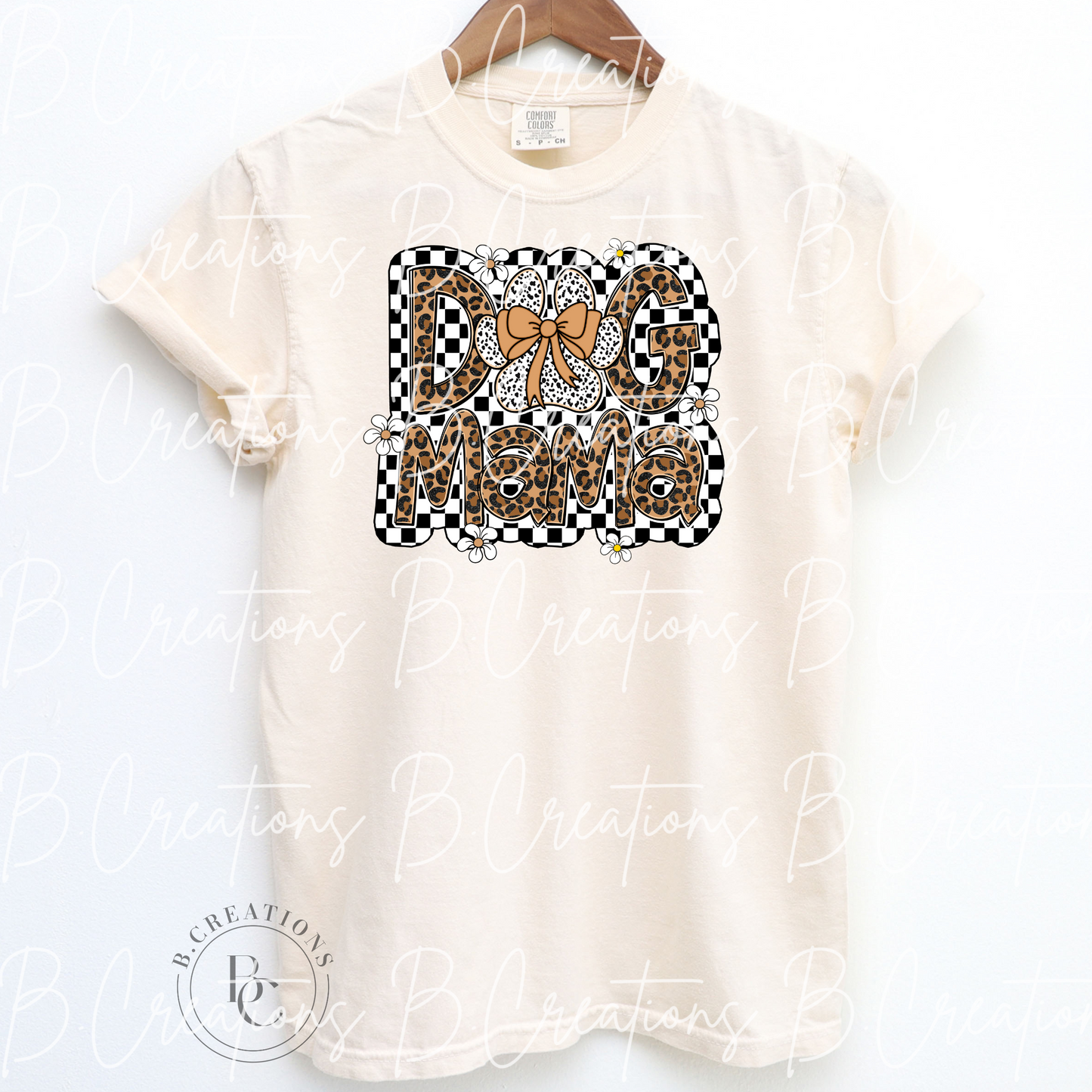 Dog Mama checkered/cheetah t-shirt