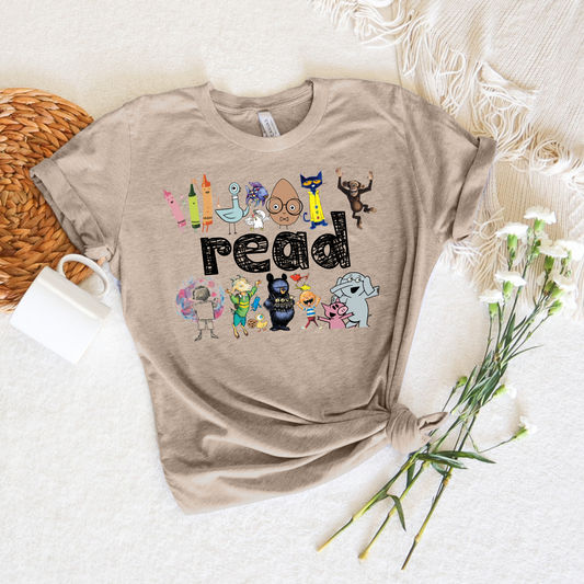 Read with Book Characters, Short Sleeve T-Shirt