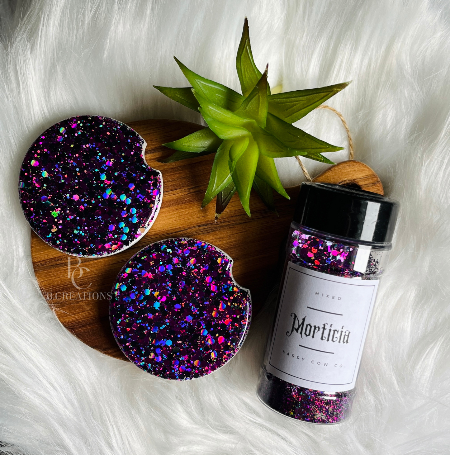 Custom Acrylic Glitter Car Coasters (set of 2)
