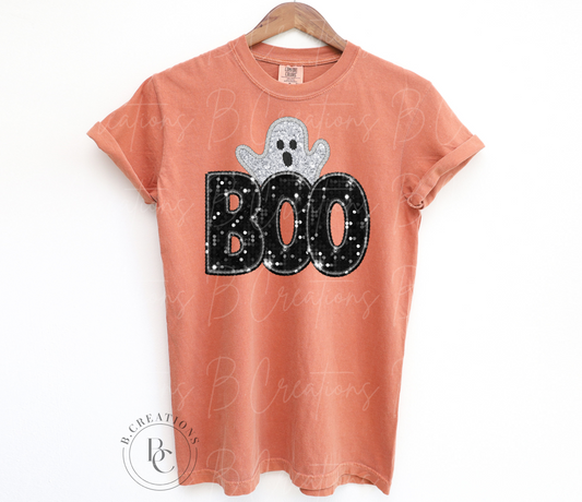 Faux Sequin Boo T-shirt