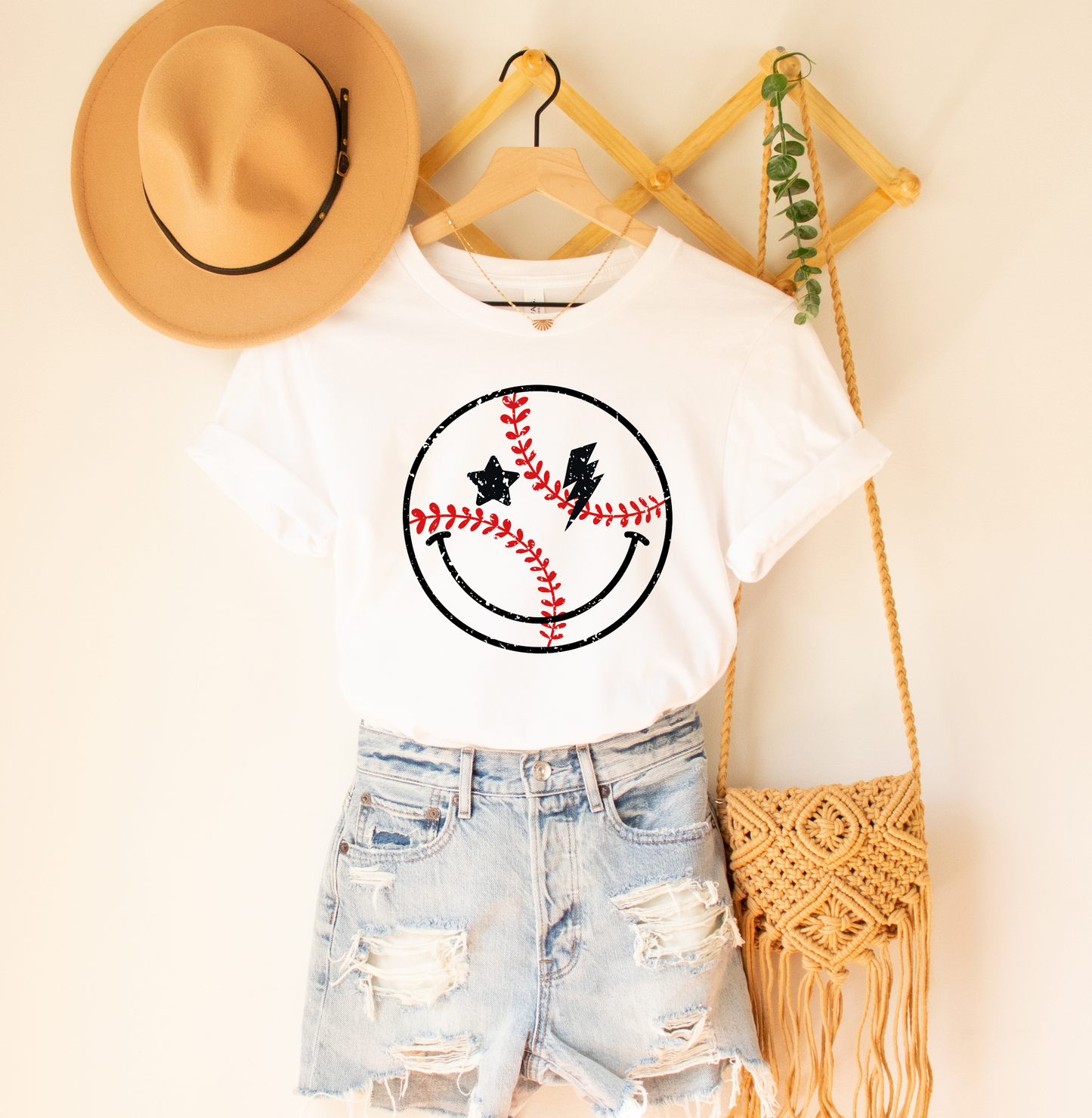 Baseball Smiley, Short Sleeve T-shirt